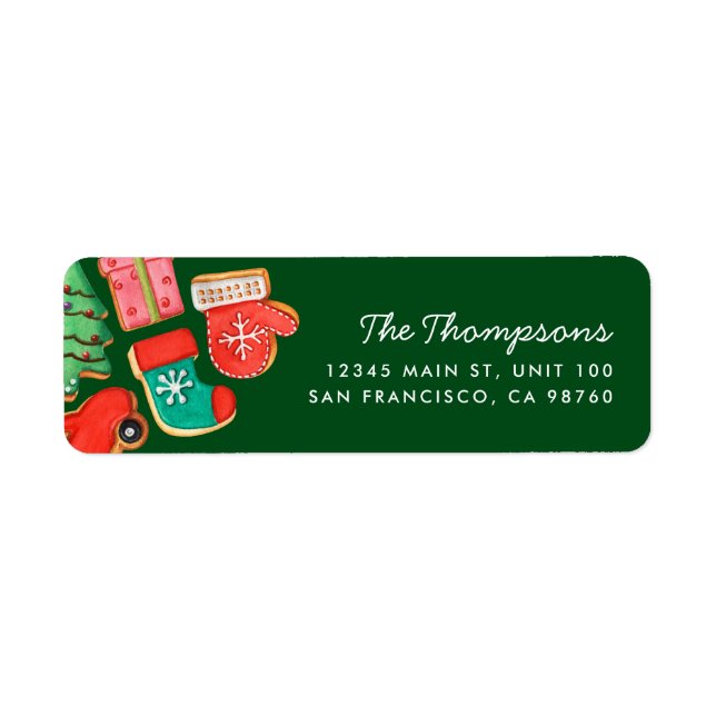 Etiqueta de Endereço Verde de Bolachas de Açúcar d (Frente)