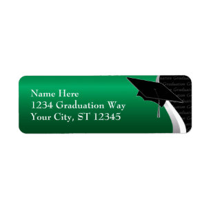Etiqueta de endereço verde & preta da graduação
