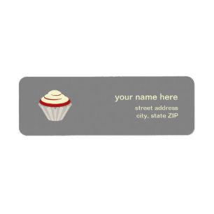 Etiqueta de endereço vermelha do cupcake de velud