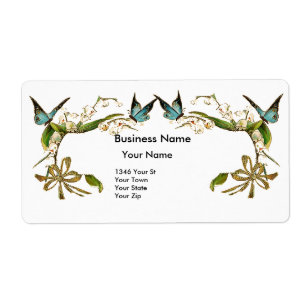 Etiqueta de Endereço Vintage Retro Borboleta Flora