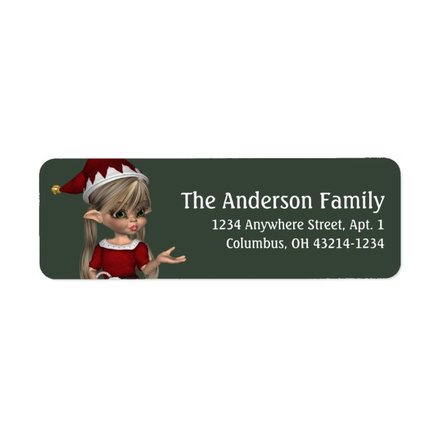 Etiqueta de Endereços de Fantasy Christmas Elf - l (Frente)