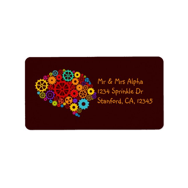 Etiqueta de engrenagens cerebrais (Frente)