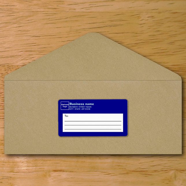 Etiqueta de Entrega de Negócios Azul (Blue business shipping label on envelope)