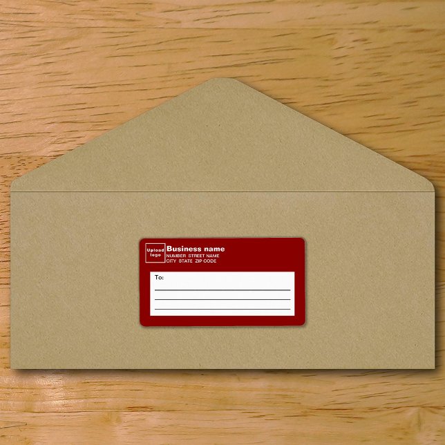 Etiqueta de Entrega de Negócios Vermelha (Red business shipping label on envelope)