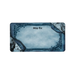 Etiqueta de Entrega Gótica de Pergaminho Azul