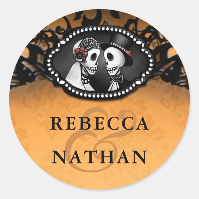 Etiqueta de Envelope Esqueletos de Casamento Laran (Frente)