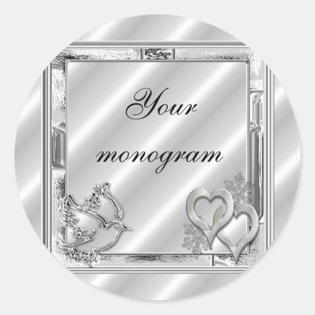Etiqueta de Envelopes de Casamento Feriado de Silv (Frente)
