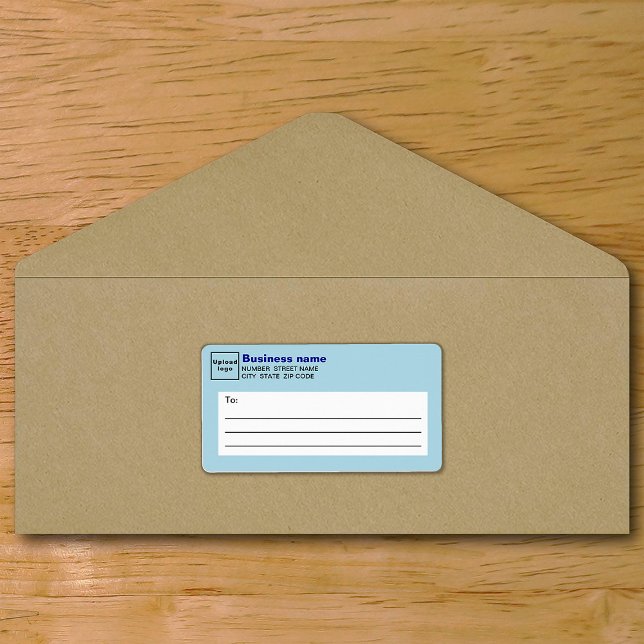 Etiqueta de Envio Comercial Azul Claro (Light blue business shipping label on envelope)