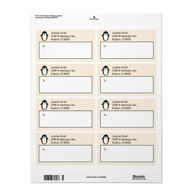 Etiqueta de Envio de Natal para Pinguine (Toda a folha)