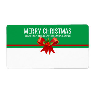Etiqueta de Envio de Natal Vermelho Verde e Branco