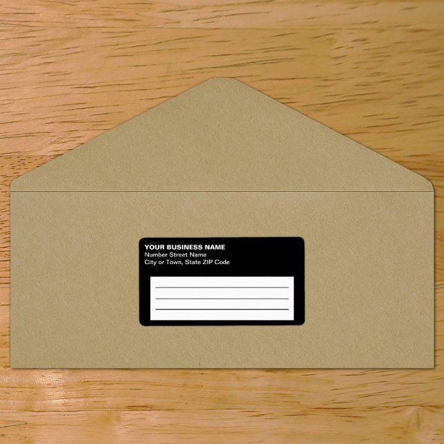 Etiqueta de Envio de Negócios Negros Baseada em Te (Plain text black business shipping label on envelope)