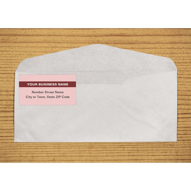 Etiqueta de Envio Vermelha Clara com Destaque em T (Plain text light red shipping label with your highlighted business name on envelope)