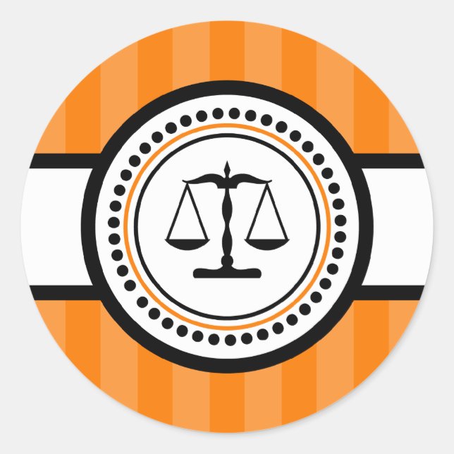 Etiqueta De Escalas De Justiça (Laranja) (Frente)