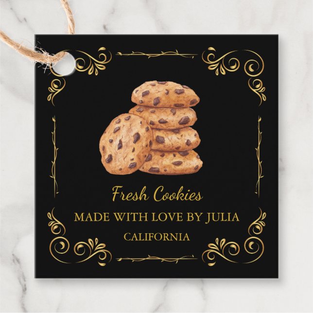 Etiqueta de Espera Quadrada de Cookies Frescos de  (Frente)