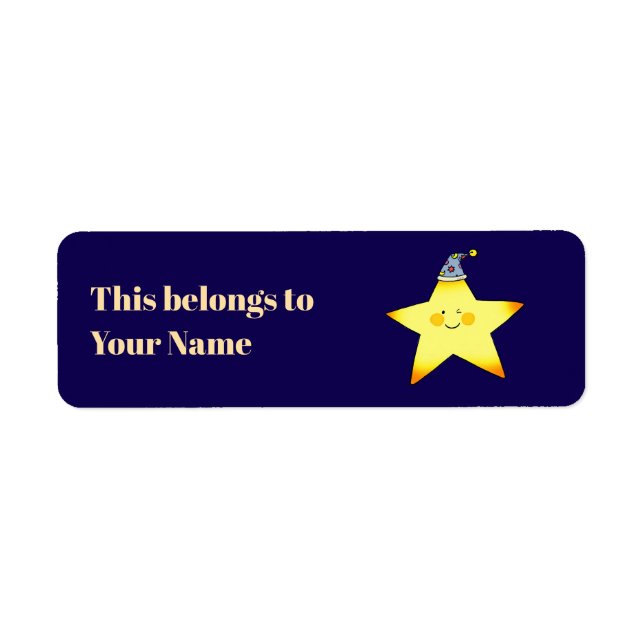 Etiqueta de estrela branca com nome personalizado (Frente)