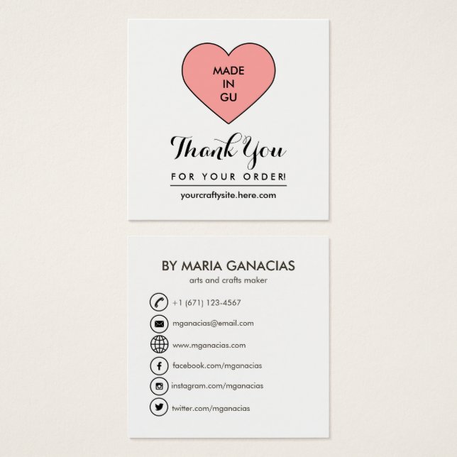 Etiqueta de etiqueta branca feita à mão Cartão de  (Frente & Verso)