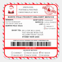 Etiqueta de expedição de Natal Santas Sleigh