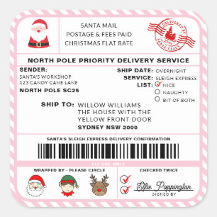 Etiqueta de expedição de Natal Santas Sleigh
