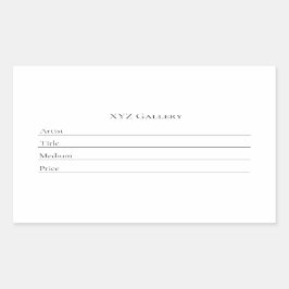 Etiqueta de Exposição da Galeria de Arte adesiva