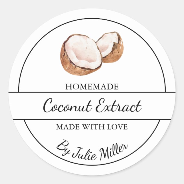 Etiqueta de Extração de Coco Homemade Simples (Frente)