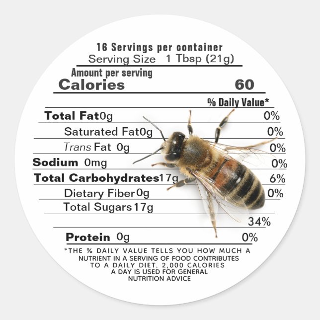 Etiqueta de Fatos Nutricionais de Abelhas de Taman (Frente)
