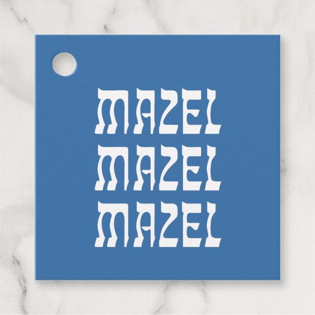 Etiqueta de Favor Blue Mazel Hanukkah (Frente)