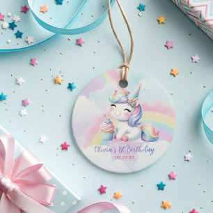 Etiqueta de Favor de Aniversário do Unicórn Rainbo