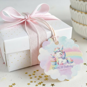 Etiqueta de Favor de Aniversário do Unicórn Rainbo