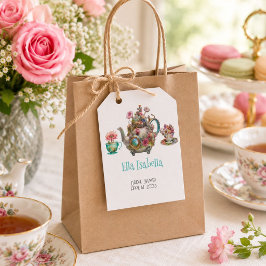 Etiqueta de Favor de Bule de Chá Floral Vintage Pe