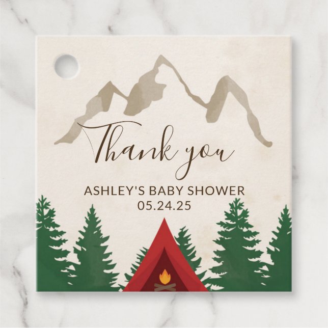 Etiqueta de Favor de Camping Montanhas (Frente)