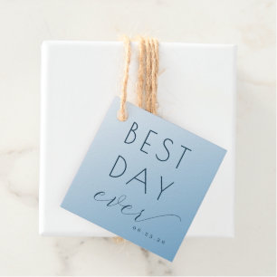 Etiqueta de Favor de Casamento Azul Minimalista Ot