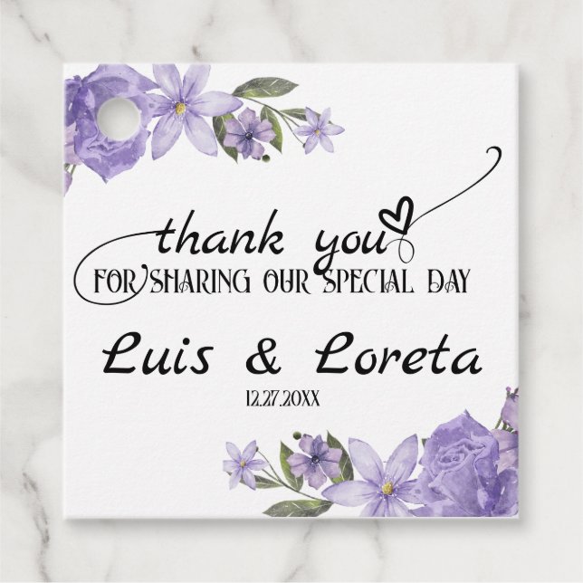 Etiqueta de Favor de Casamento de Escritura (Frente)