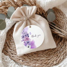Etiqueta de Favor de Casamento Floral Roxa