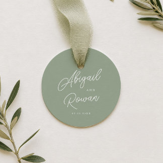 Etiqueta de Favor de Casamento Minimalista em Verd