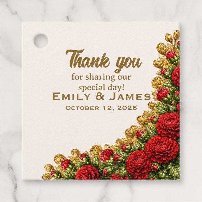 Etiqueta de Favor de Casamento Ohio Red Carnation (Frente)