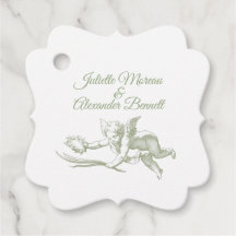 Etiqueta de Favor de Casamento Olive Green Toile d