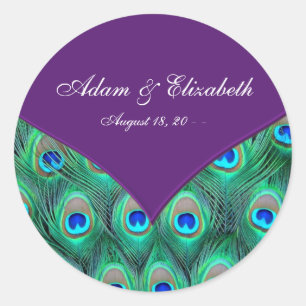 Etiqueta de Favor de Casamento Plum Purple Peacock