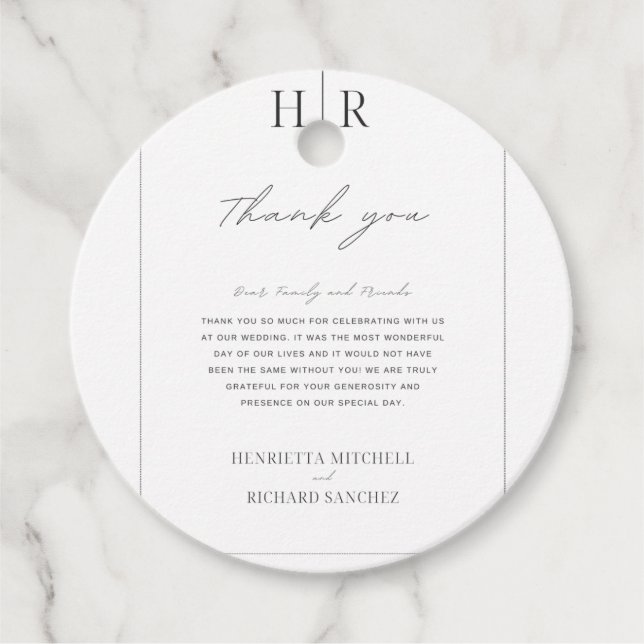 Etiqueta de favor de casamento preto e branco simp (Frente)