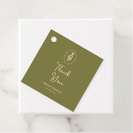 Etiqueta de Favor de Casamento Verde Oliva Toscana