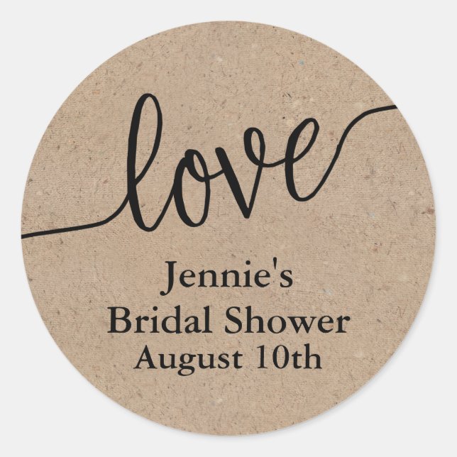 Etiqueta de Favor de Chuveiro de Noiva Rustic Kraf (Frente)