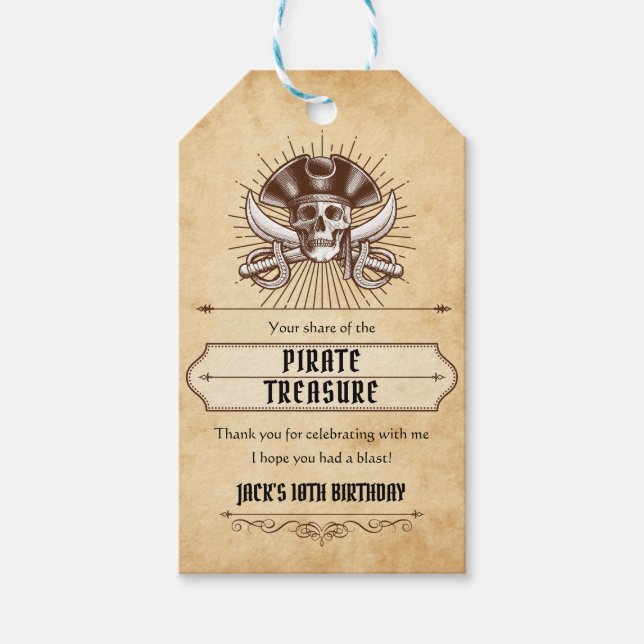 Etiqueta de Favor de Festa de Aniversário Pirata O (Frente)