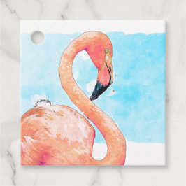 Etiqueta de Favor de Festa de Verão Flamingo Rosa