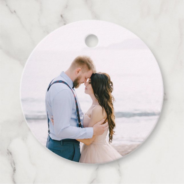 Etiqueta de Favor de Foto de Casamento Simple Mode (Frente)