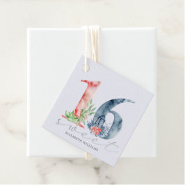 etiqueta de favor de sweet sixteen em aquarela com