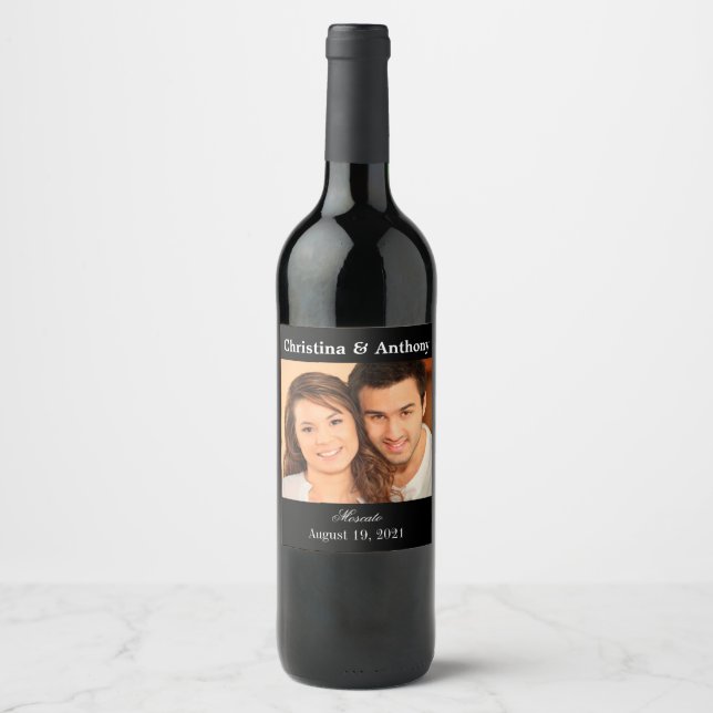 Etiqueta de Favor de Vinho de Casamento Personaliz (Frente)