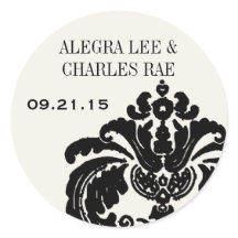 Etiqueta de favor do Casamento tema damasco preto 