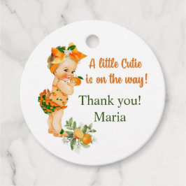 Etiqueta de favor do chá de fraldas cor de laranja