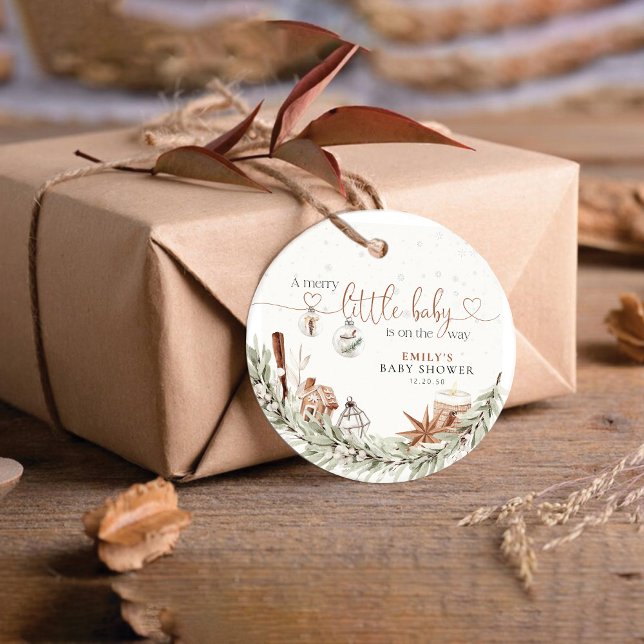 Etiqueta de Favor do Chá de fraldas Cozy Christmas (Criador carregado)