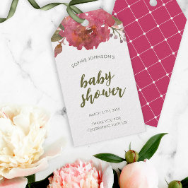 Etiqueta de Favor do Chá de fraldas Floral com Cor