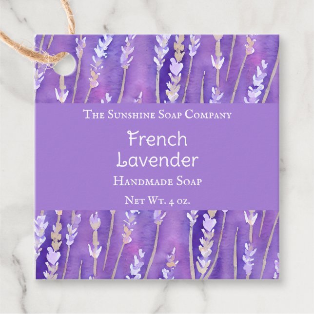 Etiqueta de Favor do Cosmetics Soap de Lavanda de  (Frente)